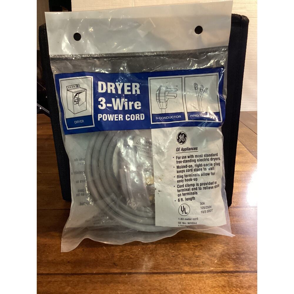GE WX9X4 4” 3-Wire 30A 125/250V Universal Dryer Power Cord 175D4218P001